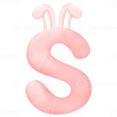 the letter s is made up of pink foam and has two white horns on it