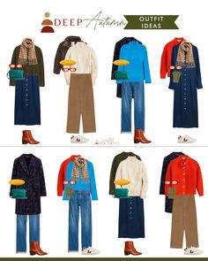 Colorful Capsule Wardrobe, Winter Travel Wardrobe, Fashion Theory, Created Colorful, Autumn Color Palette Fashion, Deep Autumn Color Palette, Style Theory, Color Seasons, Bright Colored Outfits