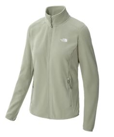 the north face women's glacier full zip jacket in sage green, front view