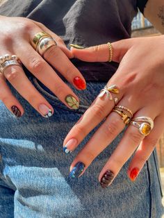 Textured pick ‘n’ mix nails are trending, and Carmen’s created the most gorgeous set for the occasion! 🐚 Head on over to the link in our bio to book! 😉 #carmenshoreditchnails #shoreditchnails Nails Art 2024 Trends, Nails Complicated, Mix Jewelry, Nails And Rings, Nails Trend, Mixed Nails, Mixed Jewelry, Trendy Nails 2024, Nails Art