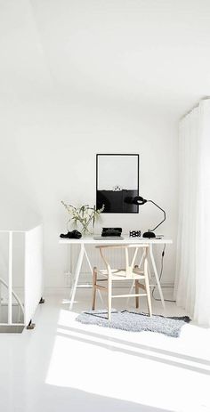 a white desk with a computer on top of it