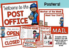 post office posters with the words welcome to the post office