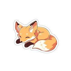 a sticker with an image of a sleeping fox