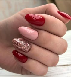 February Nails, Nail Designs Valentines, Red Nail Designs, Diy Nail Designs, Dip Powder Nails, Heart Nails, Valentine's Day Nails