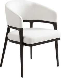 a white chair with black legs and armrests on an isolated white background,