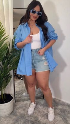 Plus Size Mexico Outfits, Plus Size Baddie Outfits Summer Casual, Outfit Playa Gorditas, Outfit Playa Curvy, Plus Size Hot Weather Outfits, Mid Size Fashion Summer Casual, Casual Plus Size Outfits Summer, Hot Weather Outfits Plus Size, Outfits Curvy Juvenil