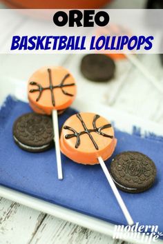 oreo basketball lollipops on a plate