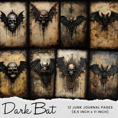 the dark bat digital paper pack includes skulls and bats