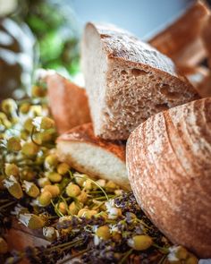 some bread and nuts on a table