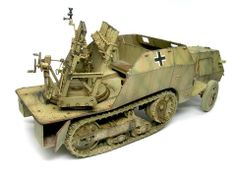 an old army vehicle with some metal parts on it