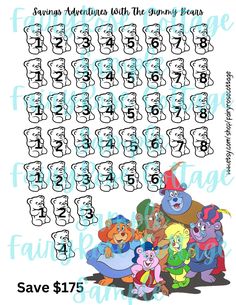 an image of winnie the pooh and her friends with numbers to 10 on it