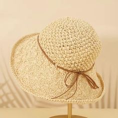 Elegant ,Hollow ,Breathable ,Summer Solid Color Straw Hat Outdoor Travel Beautiful Cap Summer Crochet Hat In Cream, Cream Summer Crochet Hat, Spring Casual Crochet Hat For Vacation, Casual Flat Brim Crochet Hat For Summer, Casual Lightweight Crochet Hat For Summer, Summer Cream Hats For Vacation, Summer Cream Hat For Vacation, Beige Summer Sun Hat For Picnic, Summer Vacation Cream Hat