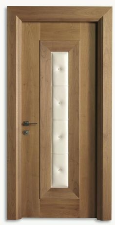 an open wooden door with white glass inserts