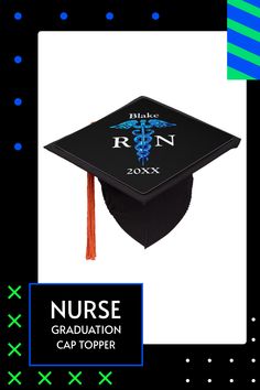 Personalized Nurse Graduation Cap Topper Customizable Black Graduation Cap Topper For School, Black Graduation Cap Topper, Nurse Cap Decoration, Cap Decoration Ideas, Graduation Hats Decorated, Graduation Journal, Nurse Graduation Cap, Black Graduation, Nurse Cap