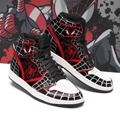 Sepatu Air Jordan, Kasut Nike, Spiderman Noir, Air Jordan High, Spiderman 2, Basket Style