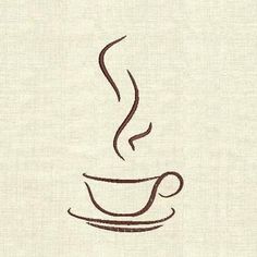 a drawing of a coffee cup with steam coming out of it's top and bottom