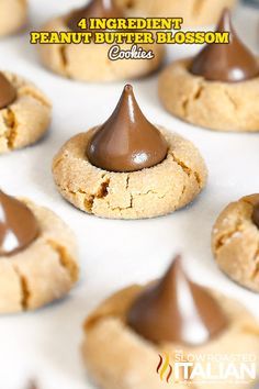 peanut butter blossom cookies with chocolate on top