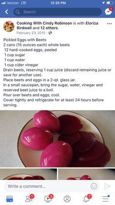 the recipe for pickled egg with tartar sauce is displayed on an instagram page