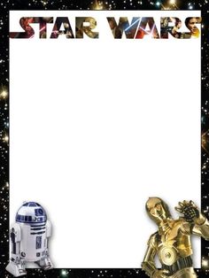 a star wars photo frame with a robot and r2d2