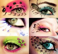 a series of photos showing different types of eyeliners and their designs on the eyes