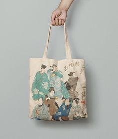 One linen tote bag. Two different prints. One side: Celebrating Spring  by Utagawa Kuniyoshi Other side: Celebrating Spring (Kabuki Actors Disguised as a Street Crowd) by Utagawa Kuniyoshi.  Measurements: - Length 42 cm / 16.5 in - Width 39 cm / 15.3 in - Handles Length 76 cm / 30 in Fabric: Safe Oeko-TEX® standard 100 certified linen fabric. Heavy linen fabric. CARE INSTRUCTIONS: ▽ Make sure your laundry has enough space so it could rinse properly, ▽ Choose low temperatures and lukewarm waters (<40oC/104oF), ▽ Use the gentle machine cycle or wash it with hand, ▽ Straightening and hang to dry, ▽ It will become softer with each washing, ▽ Our linen tote bag aren't stone washed, so it can shrink a little (1-3cm) by washing in hot water. COLOURS: Actual colours and prints may vary from pictur Utagawa Kuniyoshi, Linen Tote Bag, Custom Tote Bags, Art Japonais, Personalize Bag, Make Time, Custom Tote, Japanese Art, Linen Fabric