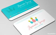 two business cards with pineapples on them