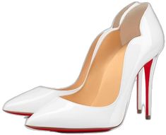 White Heels With Red Sole, White Almond Toe Heels With Red Sole, White Pointed Toe Heels With Red Sole, White Heels With Red Sole For Evening, Wedding Heels With Red Sole, Wedding High Heels With Red Sole, Wedding Heels With Red Sole And Closed Toe, Sweet 16 Heels, White Red Bottoms