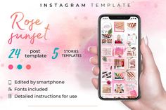 the instagram page for rose janet is displayed on an iphone with pink watercolor background