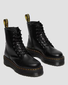 Jadon | Platform Boots | Dr. Martens Official | Dr. Martens Jadon Smooth Leather Platform Boots, Dr Martens Jadon Boots, Jadon Platform Boots, Jadon Boots, Black Polish, Looks Street Style