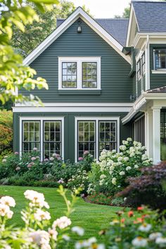 100+ Fresh Green Home Exteriors for Max Curb Appeal Green Exterior Paints, Alaska House, Ranch House Exterior, Lake Houses Exterior