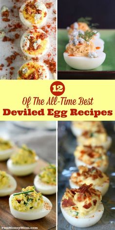 deviled egg recipe collage with text overlay