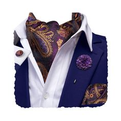 PRICES MAY VARY. Set Including:1PC Ascot + 1PC Pocket Square + 1 Pair Cufflinks + 1PC Flower Lapel Pin. Size:Ascot Tie length 49.6"(126cm), the widest part 6.1"(15.5cm), the narrowest part 2.17"(5.5cm); Handkerchief Size: 9.84 x 9.84"(25x25cm) Custom Lapel Pin:Using The Same Fabric And You Will Receive The Totally Match One Set Accessory Which Make You Stand Out. High Quality Assurance: 1200 Careful Stitches Make Your Ascot Tie Heavy Weighted And Elastic. Easy To Tie A Beautiful Knot. Occasions: Elegant Purple Groom's Sets, Elegant Purple Groom's Wedding Set, Classic Purple Formal Sets, Mens Cravats, Mens Ascot, Pocket Square Wedding, Custom Lapel Pins, Ascot Ties, Flower Lapel