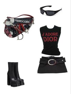 Rockstar Gf Clothes Png, Rockstar Stage Outfit, Sugagirlz Outfit, Y2k Black Outfit, Rockstar Girlfriend Outfit, Rockstar Gf, 2000s Fashion Outfits, Tom Kaulitz, Looks Street Style