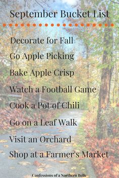 an autumn bucket list with the words, fall bucket list