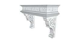 an architectural drawing of a white marble fireplace mantel with carvings on the top and sides