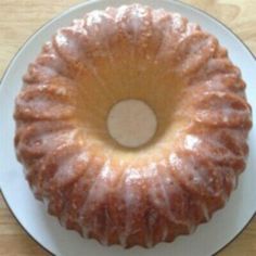 a bundt cake sitting on top of a white plate