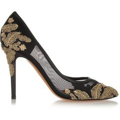 Black Lace Evening Dress, Gold Pumps, Designer Pumps, High Heels Stilettos