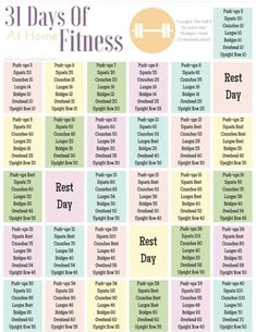 the 31 days of a home fitness plan