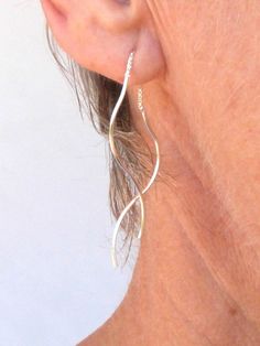 Sterling Silver Thread Earring Threader Earring Light Weight - Etsy Thread Earrings, Earring Posts, Threader Earrings, Wire Earrings, Simple Earrings, Light Weight Earrings, 1 Or 2, Nostril Hoop Ring, Earings Piercings