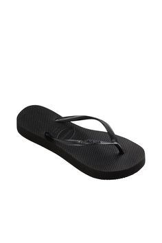 Slim Flatform Sandal Color: Black 1" Height Thong style Cushioned footbed with textured rice pattern and rubber flip flop sole Made in Brazil Rubber Flip Flops, Flatform Sandals, Made In Brazil, Flip Flop, Black Sandals, Platform Sandals, Mens Flip Flop, Brazil, Flip Flops