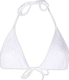 Elegant White Halter Top For Vacation, Elegant White Halter Top For The Beach, Fitted White Halter Top With Tie-side Bottom, White Triangle Halter Top For Beachwear, Elegant Triangle Top Swimwear For Festivals, White Triangle Halter Top For Pool, White Vacation Triangle Halter Top, White Triangle Halter Top For Poolside, White Halter Neck Top For Festivals