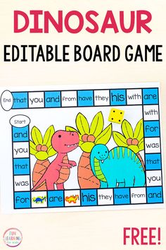 a printable dinosaur board game for kids to play