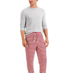 Brand: Family Pjs Size: M Color: Red Stripe Condition: New With Tag Classic And Cozy. A Solid Top Combines With Striped Pants On Family Pajamas Thermal Pajama Set. Search Family Pajamas Striped To See Matching Styles For The Whole Family Top: Hits At Hip; Knit Fabric; Ribbed Crewneck With V-Inset; Pullover Styling; Long Sleeves With Ribbed Cuffs Bottom: Hits At Ankle; Knit Fabric; Ribbed Hem; Drawstring At Elastic Waist Cotton/Polyester Machine Washable Due To Variances In Monitor Color, And Lig Cotton Pants For Christmas Loungewear, Christmas Cotton Sleep Pants, Cotton Lounge Pants For Christmas, Christmas Cotton Loungewear Bottoms, Casual Cotton Pants For Christmas, Striped Cotton Sweatpants For Loungewear, Casual Red Sleepwear Pants, Casual Red Sleepwear Long Pants, Red Casual Long Pants Sleepwear