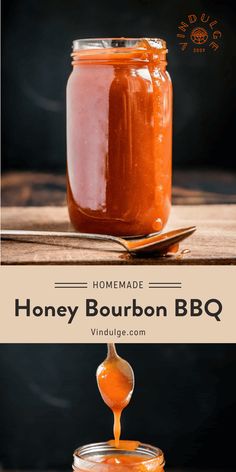 homemade honey bourbon bbq sauce in a mason jar