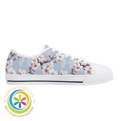 Step into a funky, fun world with our Blue Sky Cherry Blossoms Ladies Low Top Canvas Shoes. Perfect for spring, summer, winter or fall, these shoes will walk you through the beauty of sakura cherry blossoms under blue skies. Sure to make others jealous in a quirky, playful way. We create Fun & Funky! Wear-resistant rubber soles white low-top canvas shoes High quality canvas upper & cotton lining for a comfortable & breathable fit, and easy care Removable EVA padded insoles, slip-resistance, bett Fun World, Sakura Cherry Blossom, Shoes High, Blue Skies, World Of Color, Summer Winter, Cherry Blossoms, Good Grips, Blue Shoes