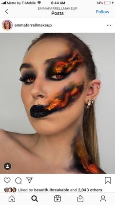 Burn Makeup Halloween, Burn Makeup, Dragon Makeup, Fire Makeup, Creepy Makeup, Effects Makeup, Special Fx Makeup, Face Paint Makeup