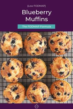 blueberry muffins on a cooling rack with the title low fodmap