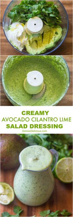 the ingredients for creamy avocado cilantro lime salsa