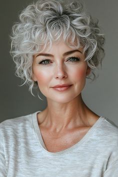 33+ Stylish Short Curly Hairstyles for Older Women You Must See in 202 – CreativeBooster Curly Hairstyles For Older Women, Short Curly Afro, Curly Pixie Cut, Older Women's Hairstyles, Hairstyles For Older Women, Short Curly Hairstyles, Haircuts For Medium Length Hair, Gorgeous Gray Hair, Classy Hairstyles