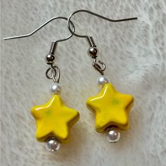 Brand New Handmade Aesthetic, Y2k Kawaii, Wings And Horns, Yellow Star, Geometric Circle, Knot Earrings, Triangle Earrings, Beaded Hoop Earrings, Dangly Earrings